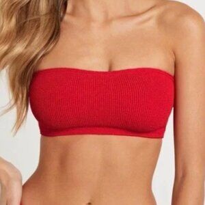 BOND-EYE Bound Sierra Baywatch Red Ribbed Bandeau Bikini Top--NWT--O/S
